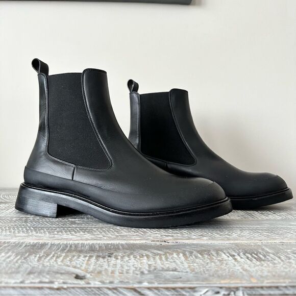 Frame-Women's Le Holland Leather & Rubber Chelsea Black Boots - Picture 1 of 10